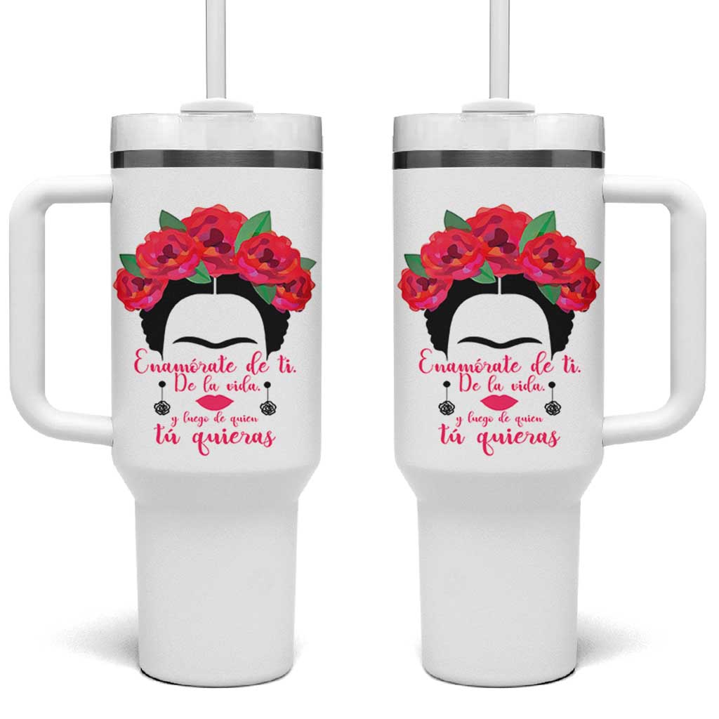 Frida Kahlo Quotes Tumbler With Handle Enamorate De Ti De La Vida Mexican Artist - Wonder Print Shop