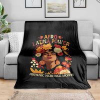 Afro Latina Power Throw Blanket Hispanic Heritage Month Flowers - Wonder Print Shop