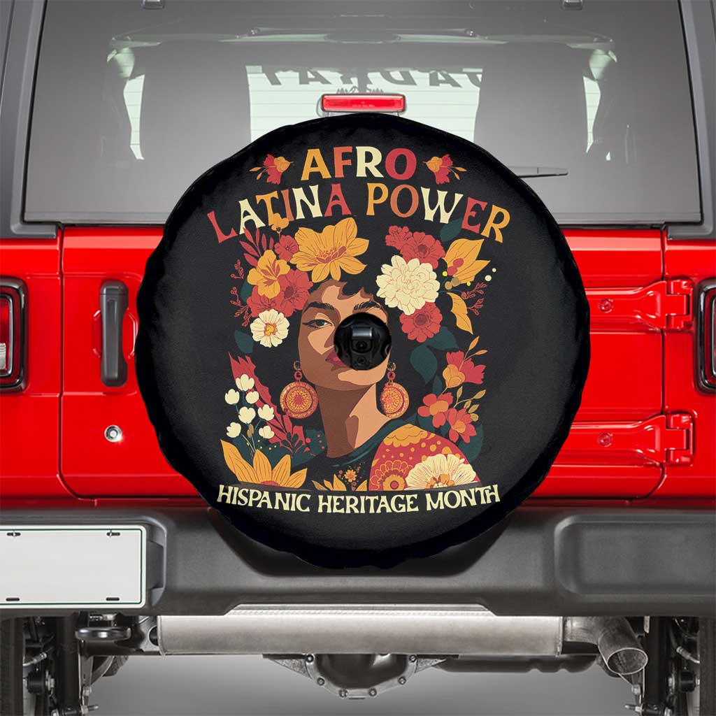Afro Latina Power Spare Tire Cover Hispanic Heritage Month Flowers - Wonder Print Shop