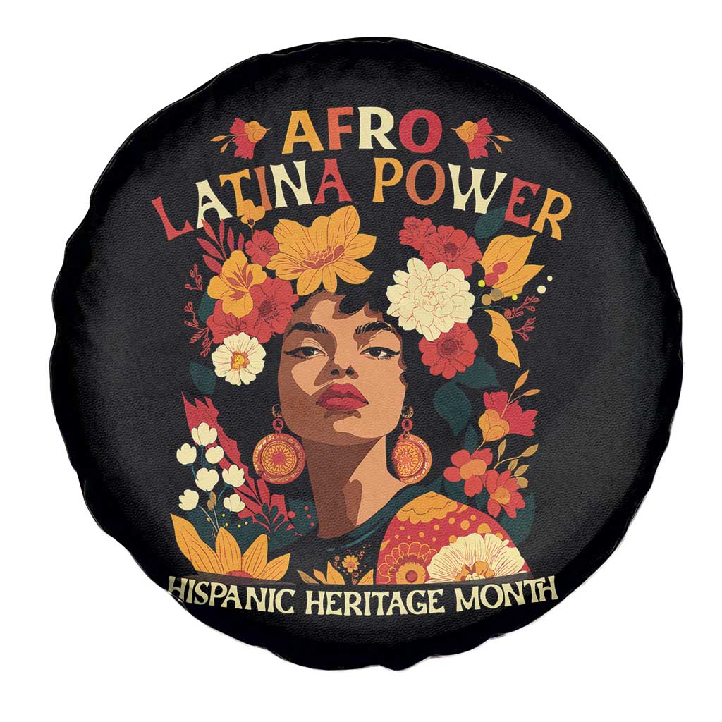 Afro Latina Power Spare Tire Cover Hispanic Heritage Month Flowers - Wonder Print Shop