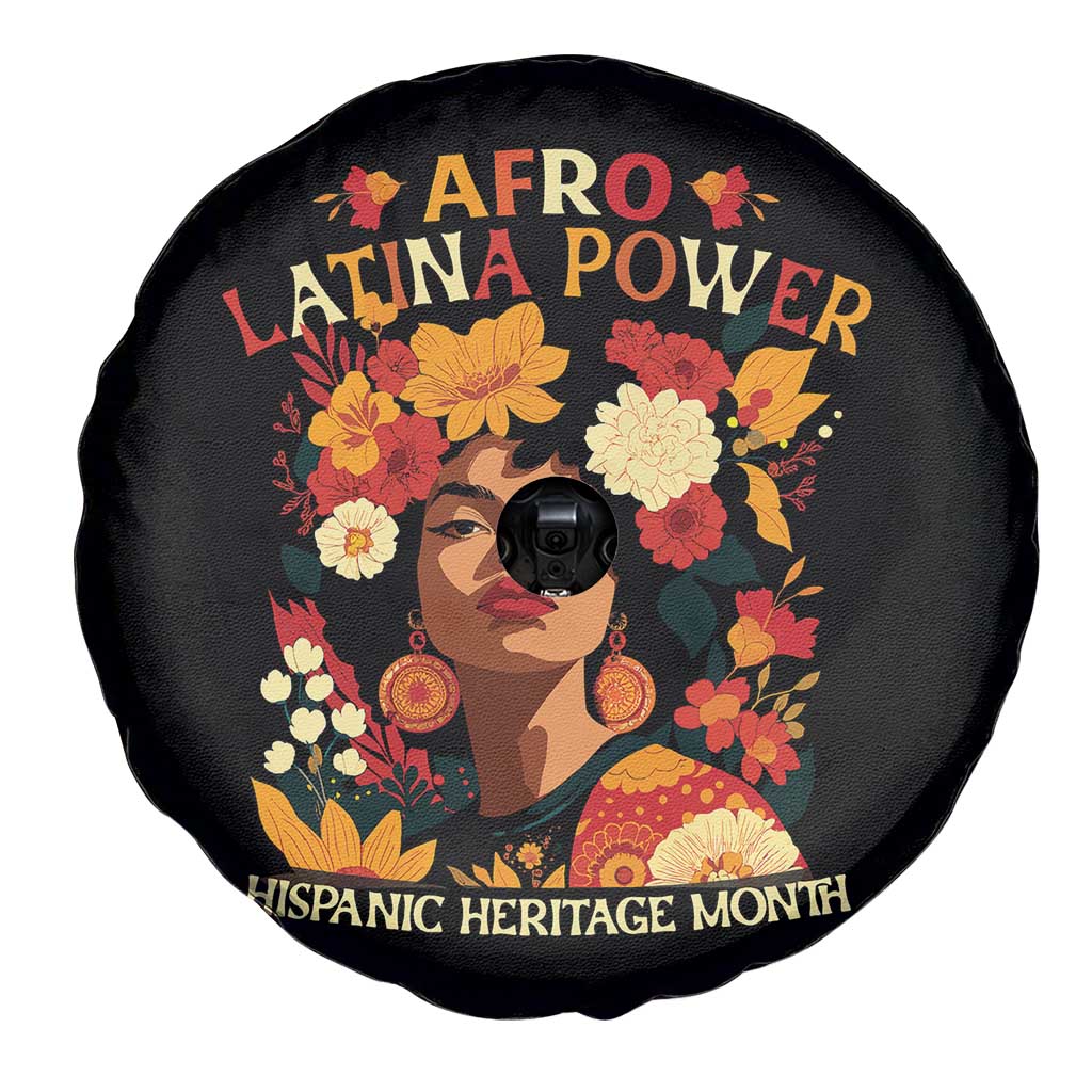 Afro Latina Power Spare Tire Cover Hispanic Heritage Month Flowers - Wonder Print Shop