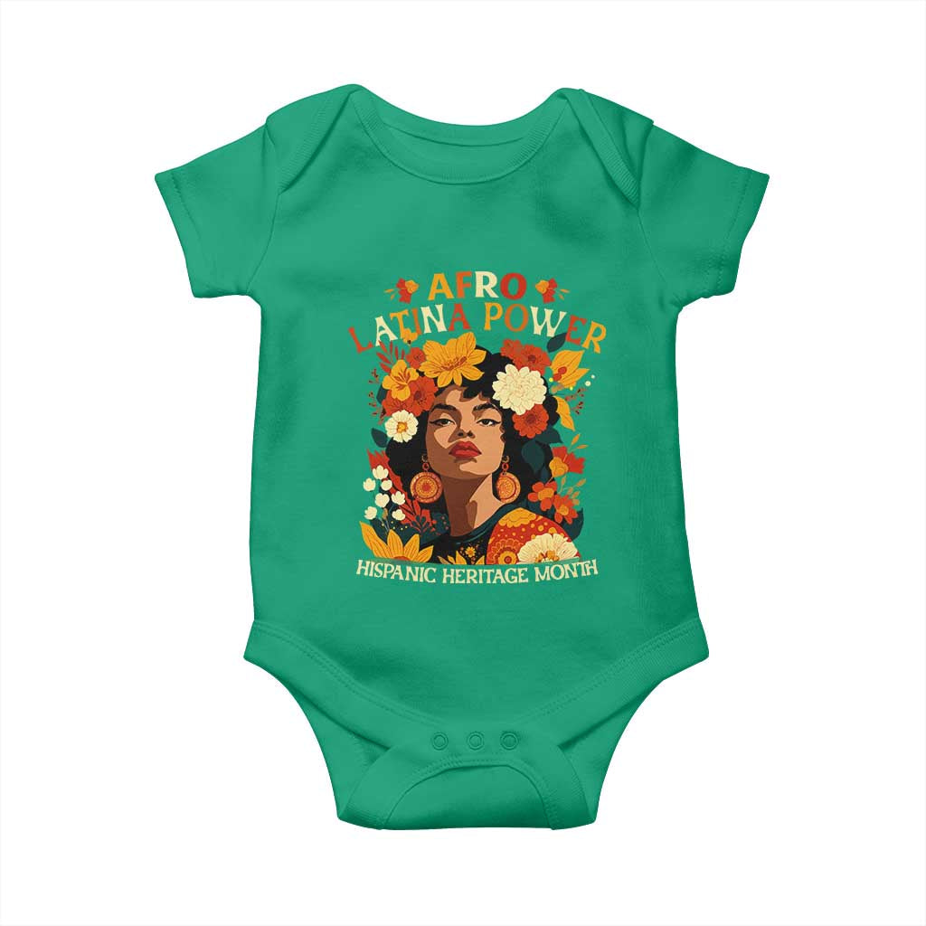 Afro Latina Power Baby Onesie Hispanic Heritage Month Flowers - Wonder Print Shop