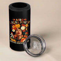 Afro Latina Power 4 in 1 Can Cooler Tumbler Hispanic Heritage Month Flowers - Wonder Print Shop