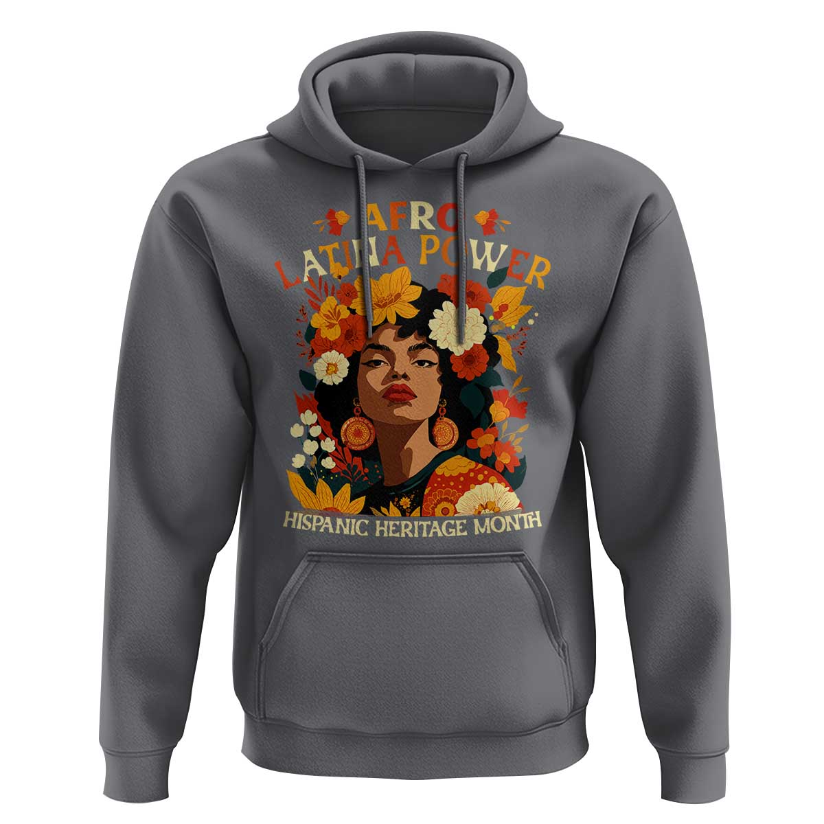 Afro Latina Power Hoodie Hispanic Heritage Month Flowers - Wonder Print Shop