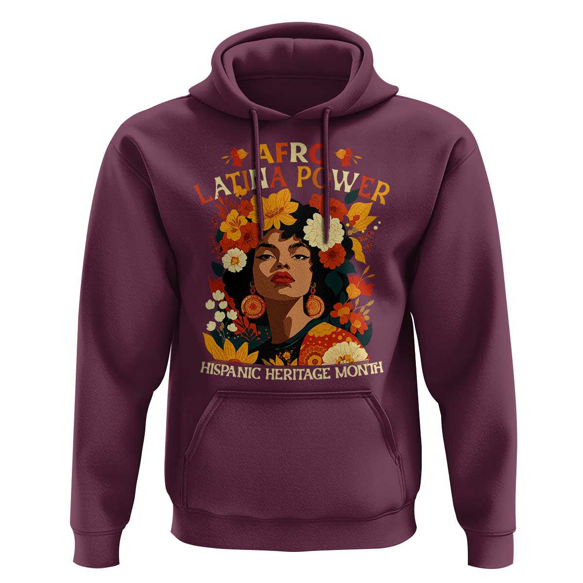 Afro Latina Power Hoodie Hispanic Heritage Month Flowers - Wonder Print Shop
