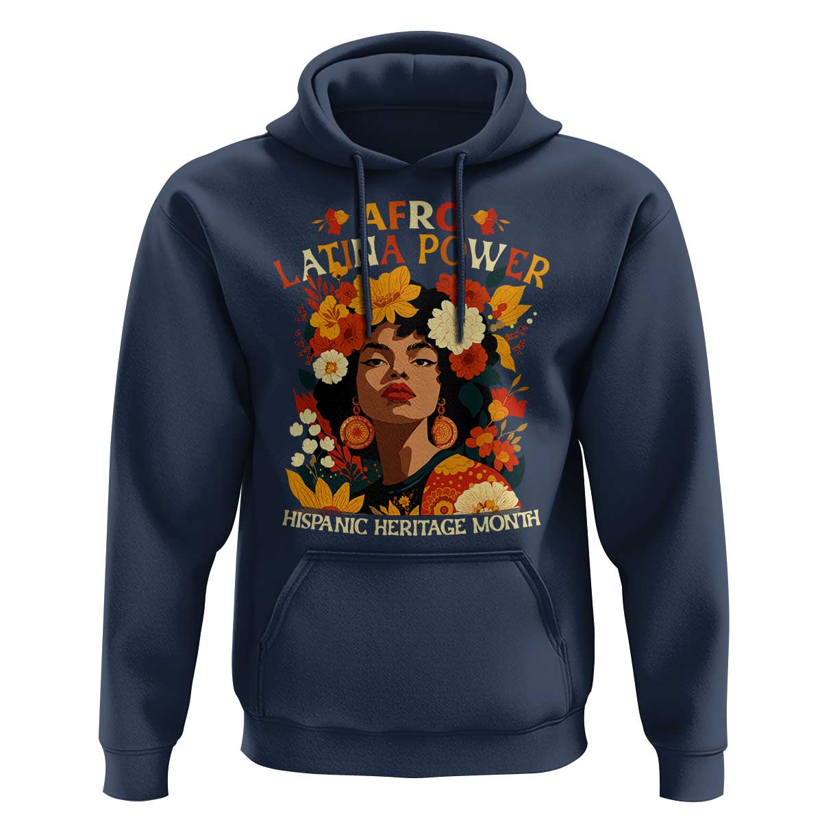 Afro Latina Power Hoodie Hispanic Heritage Month Flowers - Wonder Print Shop