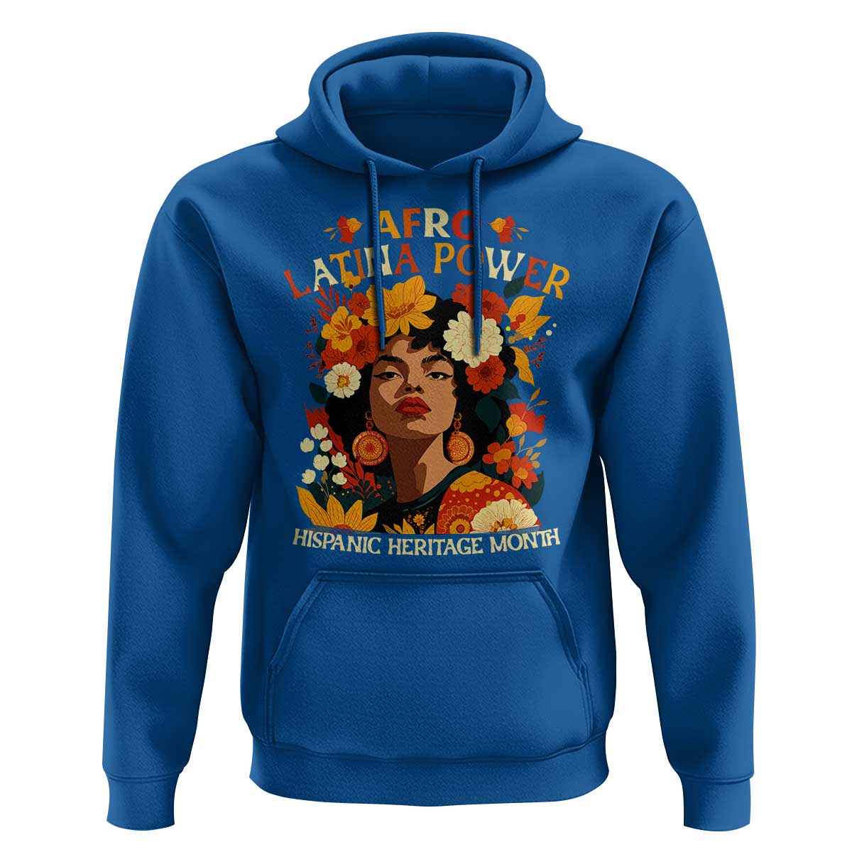 Afro Latina Power Hoodie Hispanic Heritage Month Flowers - Wonder Print Shop