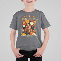 Afro Latina Power T Shirt For Kid Hispanic Heritage Month Flowers - Wonder Print Shop