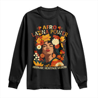 Afro Latina Power Long Sleeve Shirt Hispanic Heritage Month Flowers - Wonder Print Shop