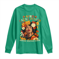 Afro Latina Power Long Sleeve Shirt Hispanic Heritage Month Flowers - Wonder Print Shop