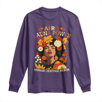 Afro Latina Power Long Sleeve Shirt Hispanic Heritage Month Flowers - Wonder Print Shop