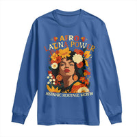 Afro Latina Power Long Sleeve Shirt Hispanic Heritage Month Flowers - Wonder Print Shop