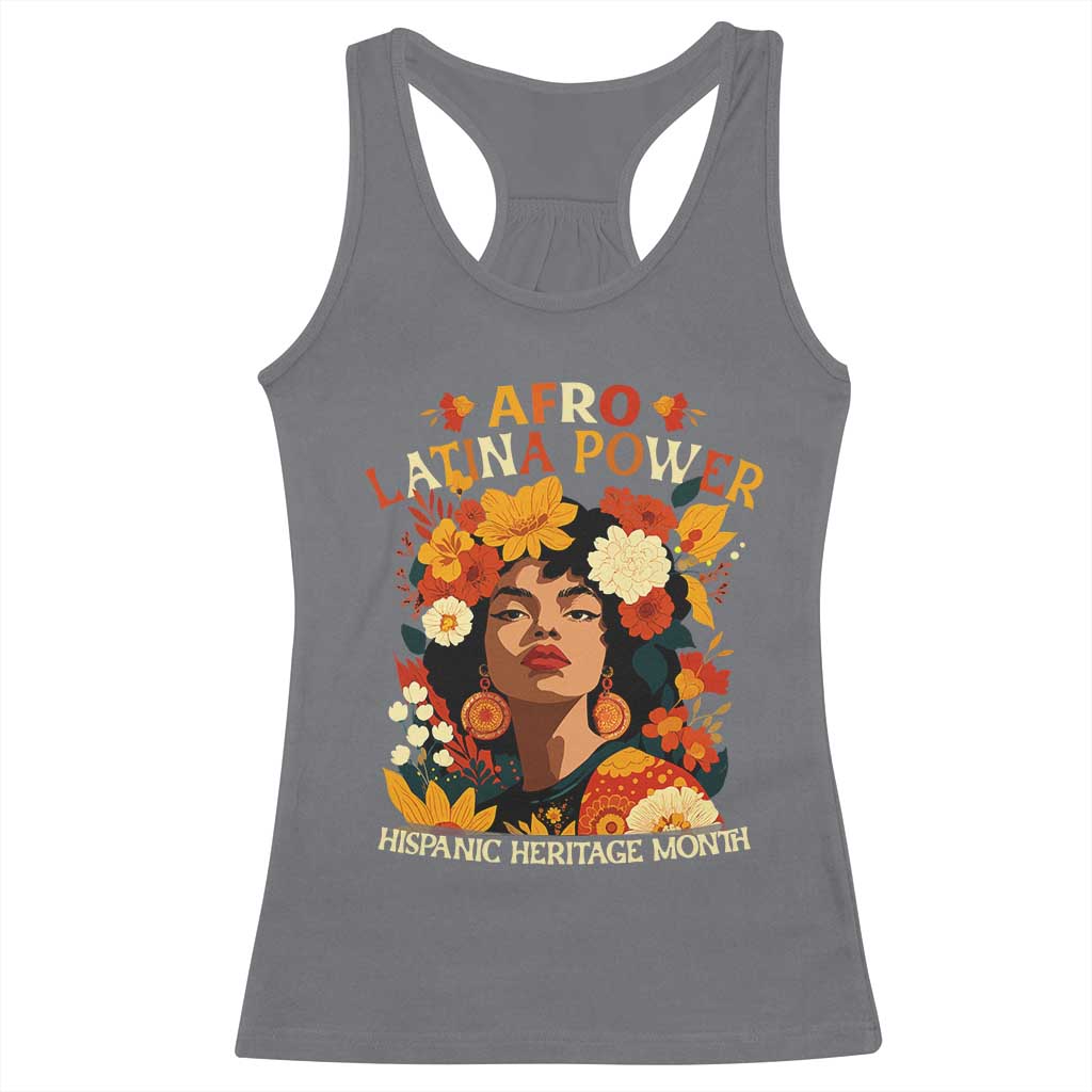 Afro Latina Power Racerback Tank Top Hispanic Heritage Month Flowers - Wonder Print Shop