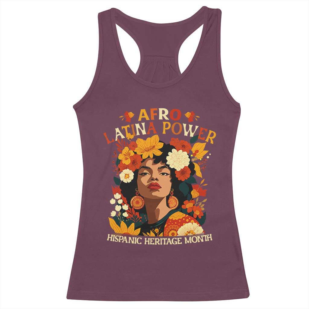 Afro Latina Power Racerback Tank Top Hispanic Heritage Month Flowers - Wonder Print Shop