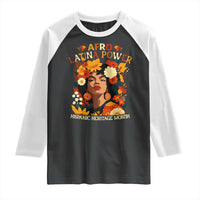 Afro Latina Power Raglan Shirt Hispanic Heritage Month Flowers - Wonder Print Shop