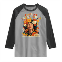 Afro Latina Power Raglan Shirt Hispanic Heritage Month Flowers - Wonder Print Shop