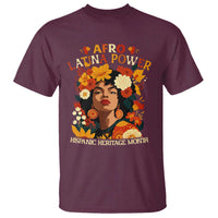 Afro Latina Power T Shirt Hispanic Heritage Month Flowers - Wonder Print Shop
