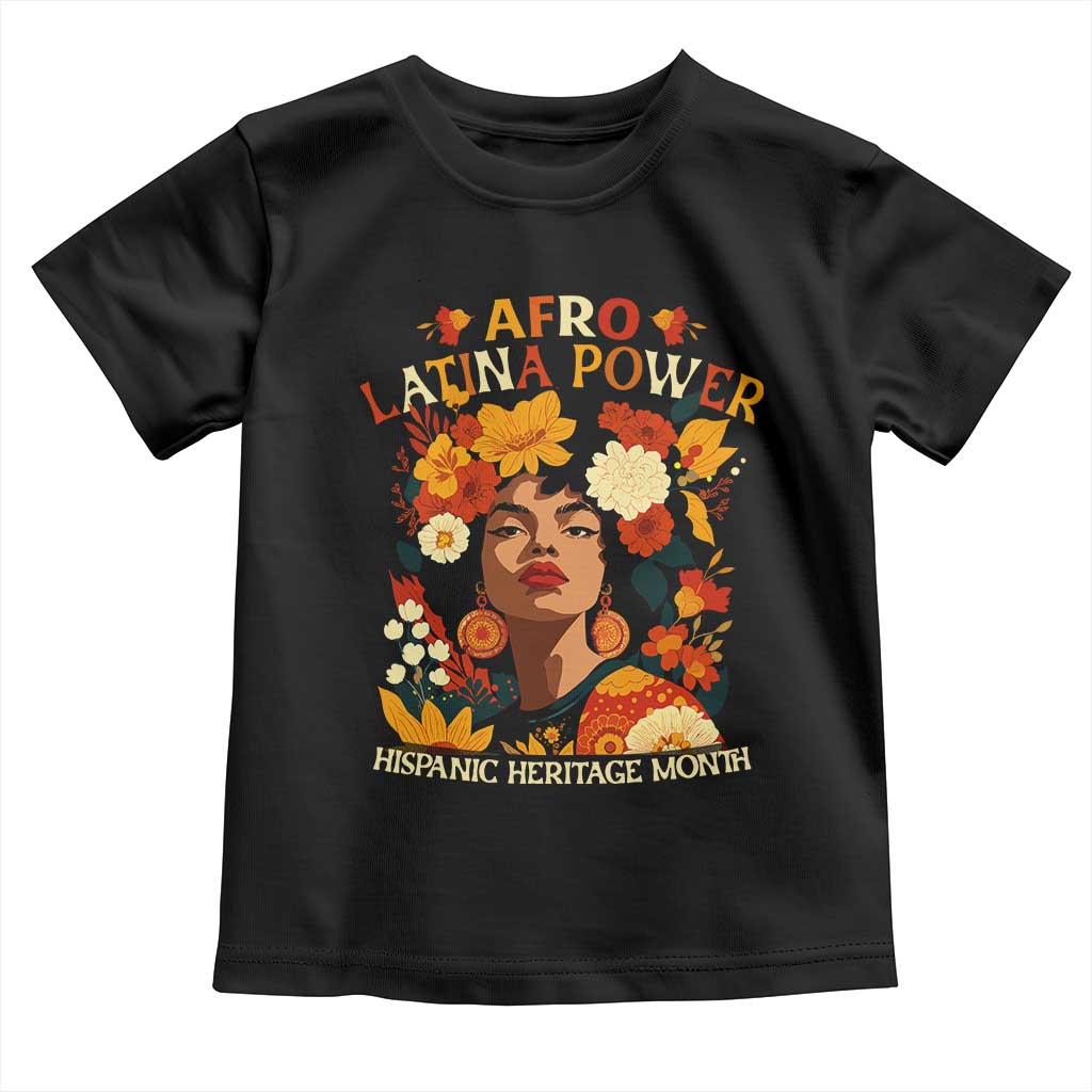Afro Latina Power Toddler T Shirt Hispanic Heritage Month Flowers - Wonder Print Shop