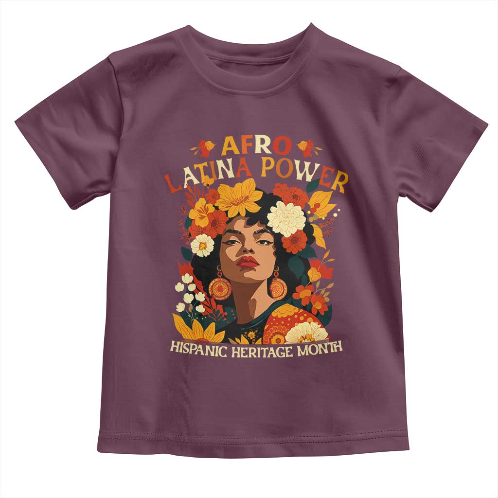 Afro Latina Power Toddler T Shirt Hispanic Heritage Month Flowers - Wonder Print Shop