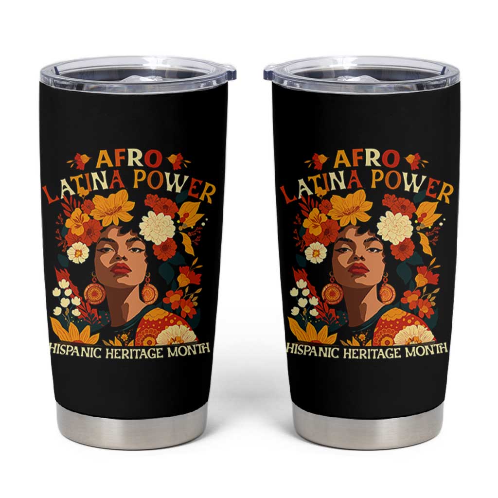 Afro Latina Power Tumbler Cup Hispanic Heritage Month Flowers - Wonder Print Shop