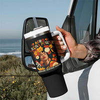 Afro Latina Power Tumbler With Handle Hispanic Heritage Month Flowers - Wonder Print Shop