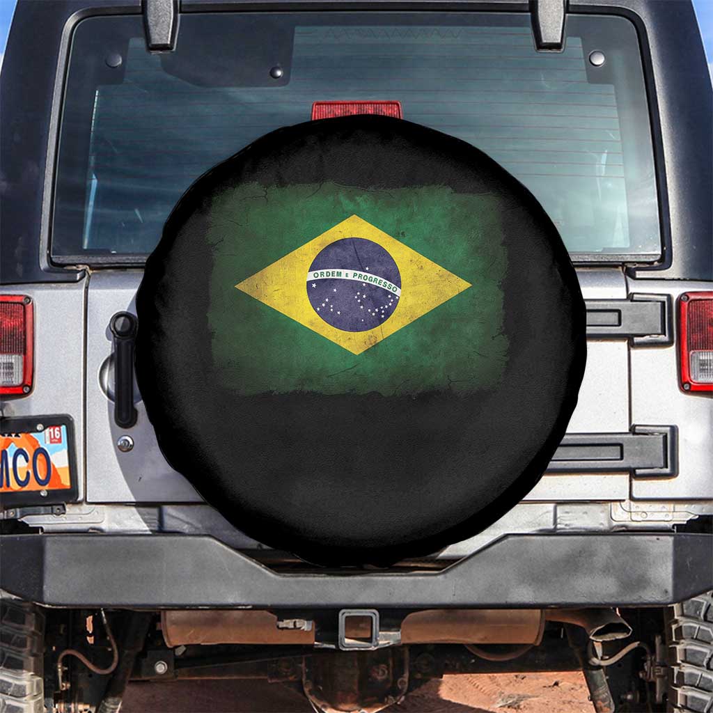 Brazilian Pride Latin America Vintage Brazil Flag Spare Tire Cover - Wonder Print Shop