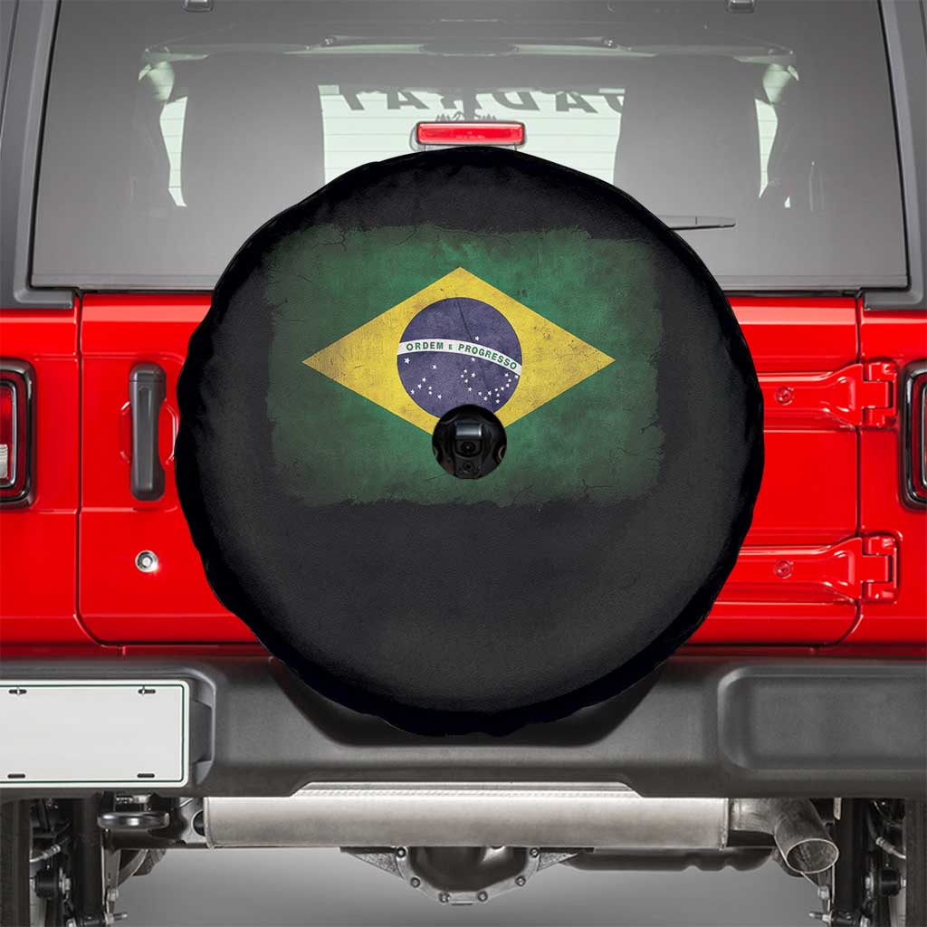 Brazilian Pride Latin America Vintage Brazil Flag Spare Tire Cover - Wonder Print Shop
