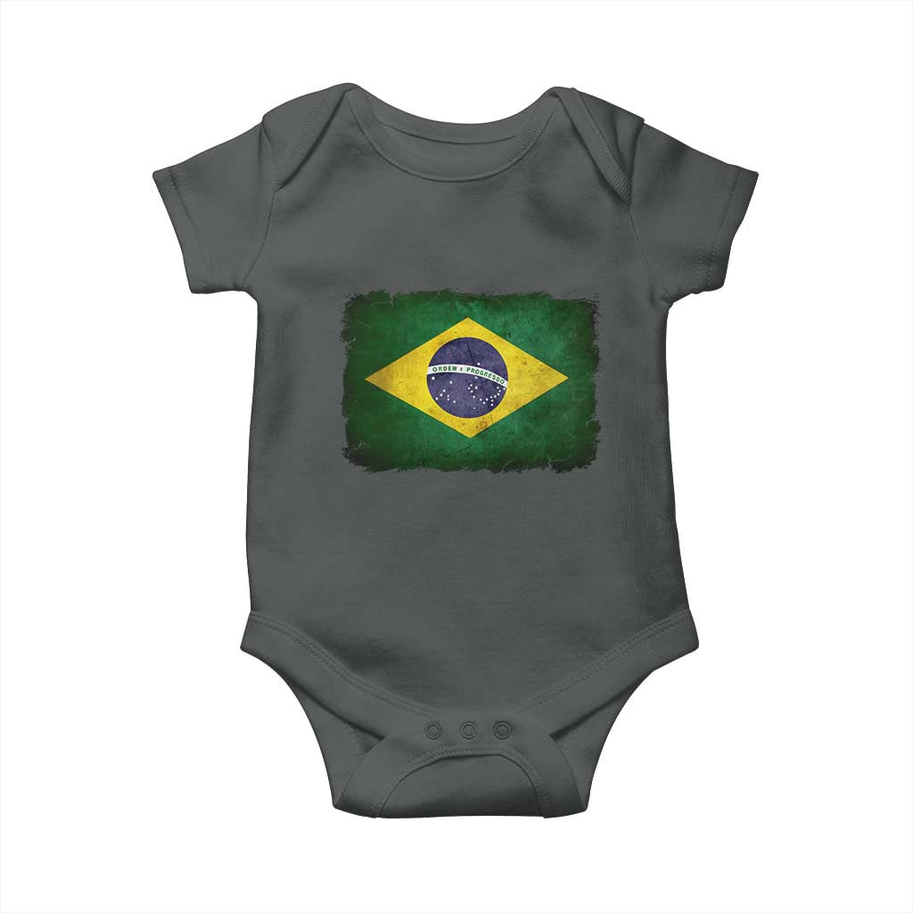 Brazilian Pride Latin America Vintage Brazil Flag Baby Onesie - Wonder Print Shop