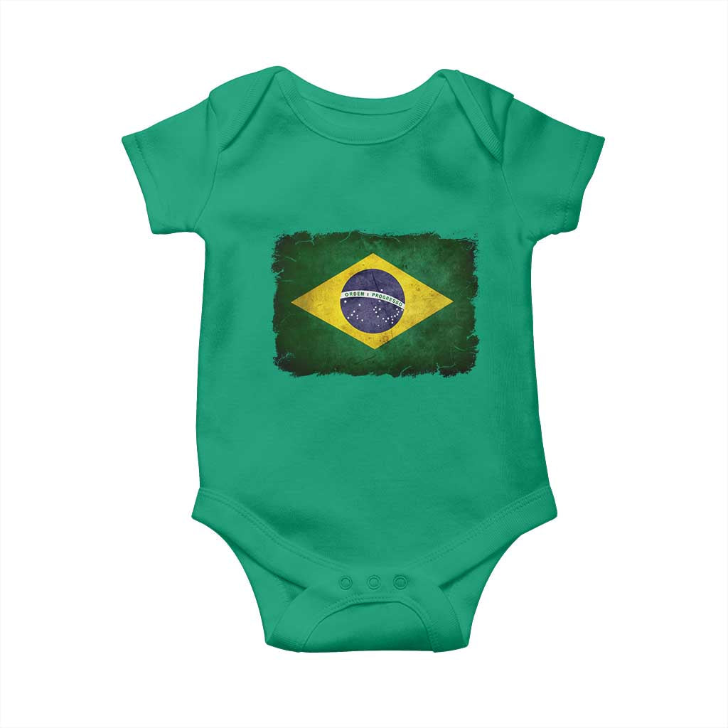 Brazilian Pride Latin America Vintage Brazil Flag Baby Onesie - Wonder Print Shop