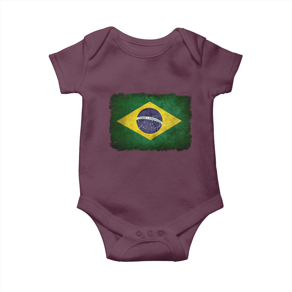 Brazilian Pride Latin America Vintage Brazil Flag Baby Onesie - Wonder Print Shop