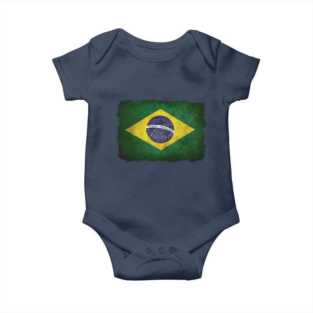 Brazilian Pride Latin America Vintage Brazil Flag Baby Onesie - Wonder Print Shop