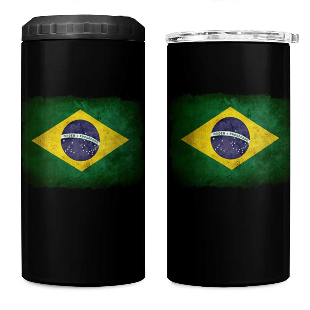 Brazilian Pride Latin America Vintage Brazil Flag 4 in 1 Can Cooler Tumbler - Wonder Print Shop