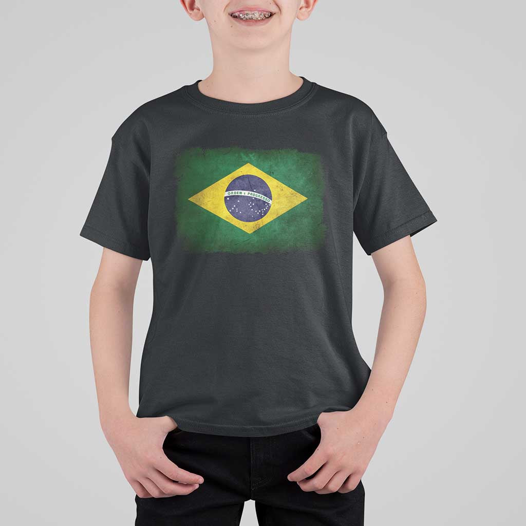 Brazilian Pride Latin America Vintage Brazil Flag T Shirt For Kid - Wonder Print Shop