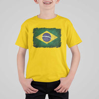 Brazilian Pride Latin America Vintage Brazil Flag T Shirt For Kid - Wonder Print Shop