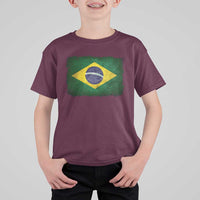 Brazilian Pride Latin America Vintage Brazil Flag T Shirt For Kid - Wonder Print Shop