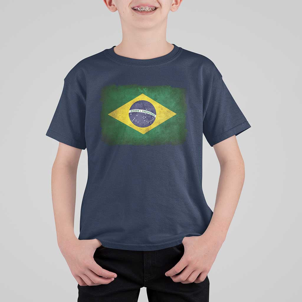 Brazilian Pride Latin America Vintage Brazil Flag T Shirt For Kid - Wonder Print Shop