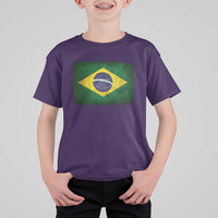 Brazilian Pride Latin America Vintage Brazil Flag T Shirt For Kid - Wonder Print Shop