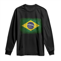 Brazilian Pride Latin America Vintage Brazil Flag Long Sleeve Shirt - Wonder Print Shop