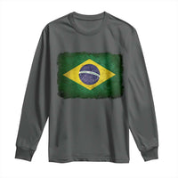 Brazilian Pride Latin America Vintage Brazil Flag Long Sleeve Shirt - Wonder Print Shop
