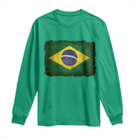 Brazilian Pride Latin America Vintage Brazil Flag Long Sleeve Shirt - Wonder Print Shop