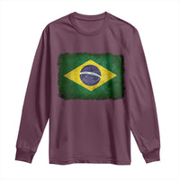 Brazilian Pride Latin America Vintage Brazil Flag Long Sleeve Shirt - Wonder Print Shop