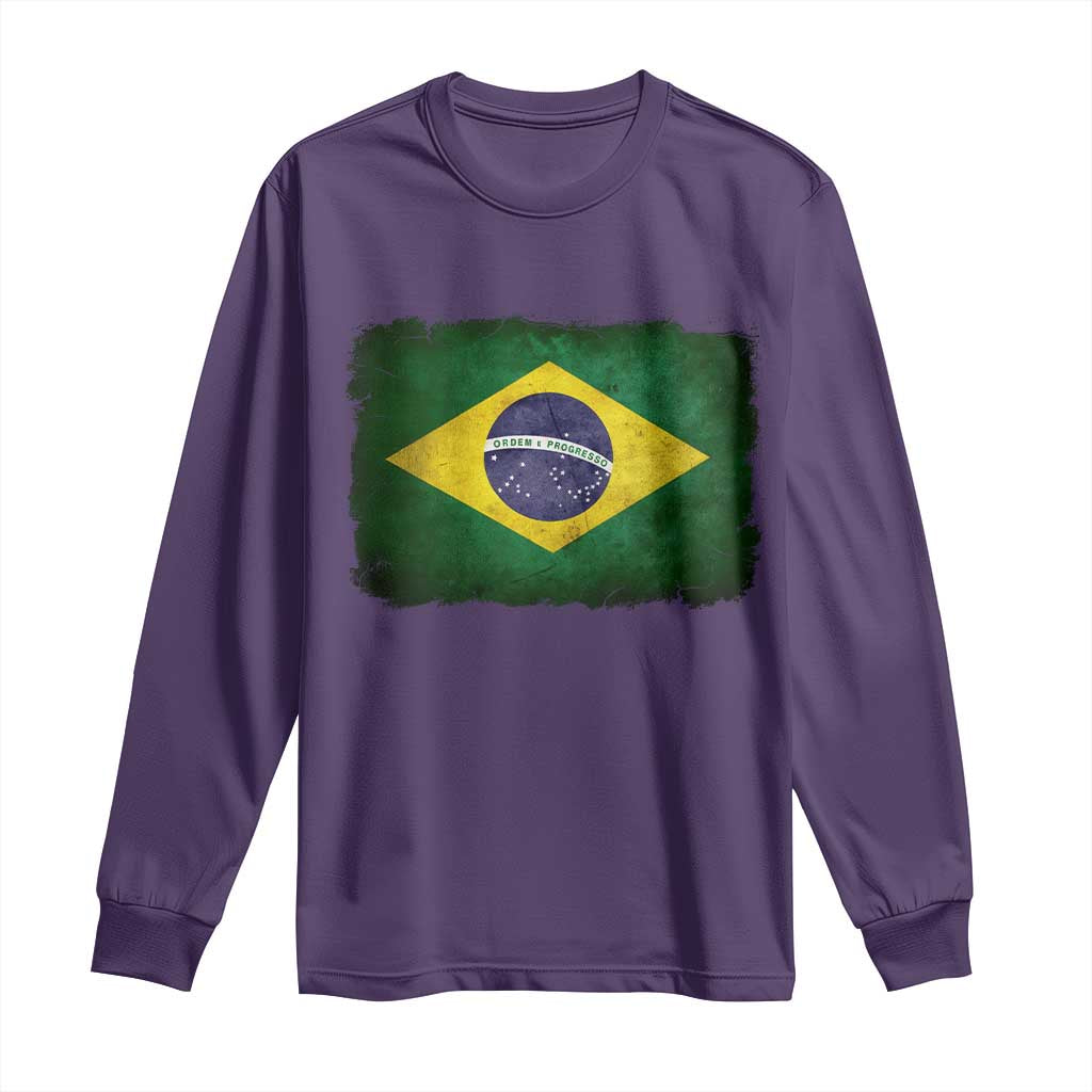 Brazilian Pride Latin America Vintage Brazil Flag Long Sleeve Shirt - Wonder Print Shop