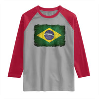 Brazilian Pride Latin America Vintage Brazil Flag Raglan Shirt - Wonder Print Shop