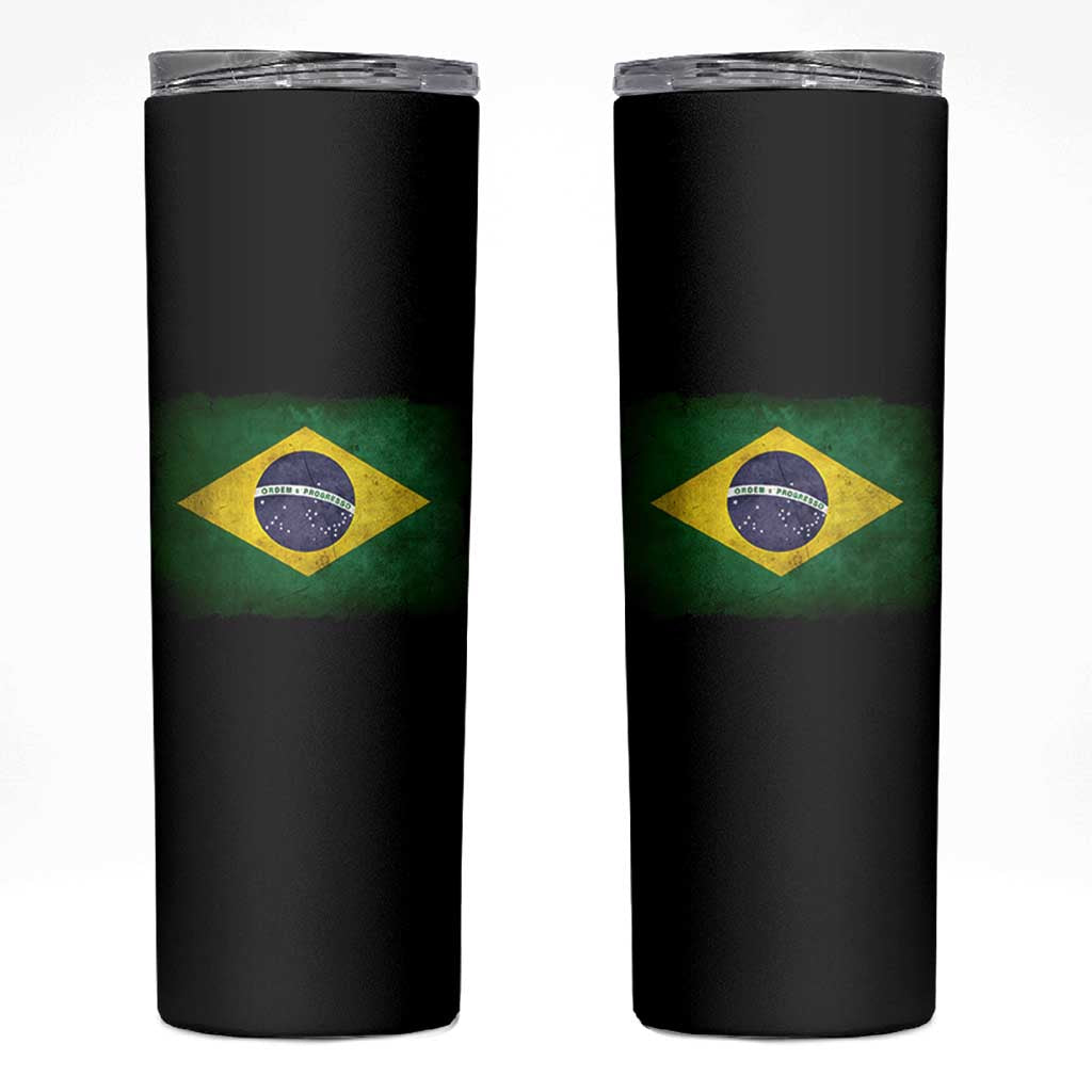 Brazilian Pride Latin America Vintage Brazil Flag Skinny Tumbler - Wonder Print Shop