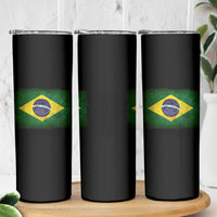 Brazilian Pride Latin America Vintage Brazil Flag Skinny Tumbler - Wonder Print Shop