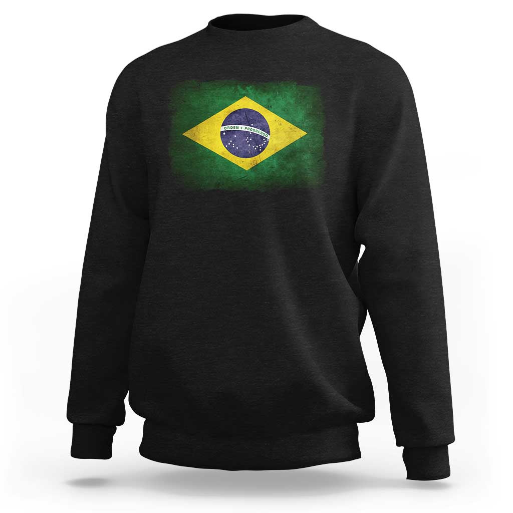 Brazilian Pride Latin America Vintage Brazil Flag Sweatshirt - Wonder Print Shop