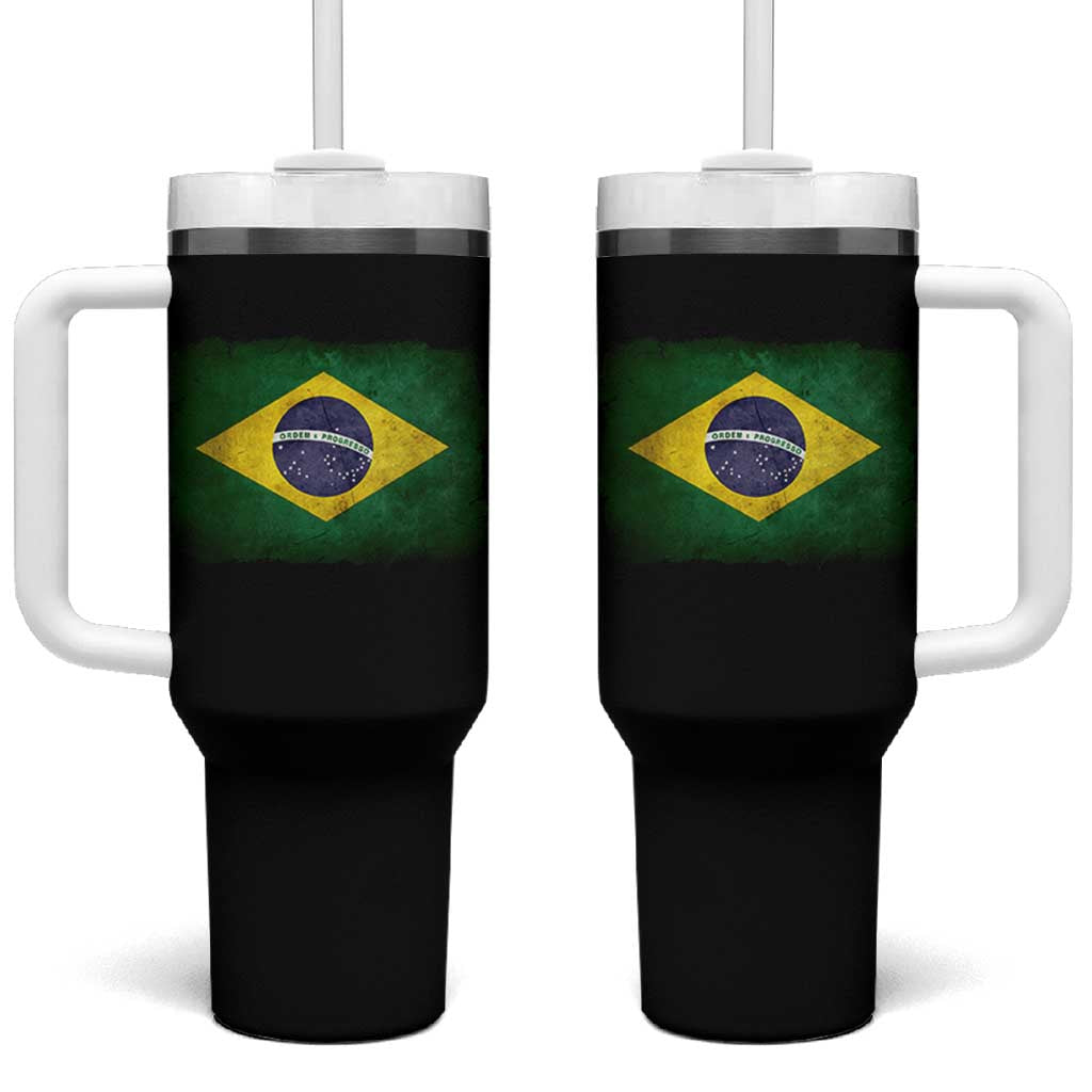 Brazilian Pride Latin America Vintage Brazil Flag Tumbler With Handle - Wonder Print Shop