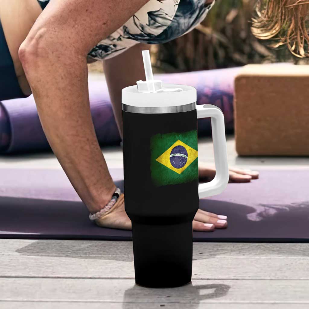 Brazilian Pride Latin America Vintage Brazil Flag Tumbler With Handle - Wonder Print Shop