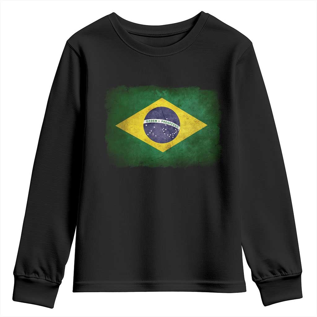 Brazilian Pride Latin America Vintage Brazil Flag Youth Sweatshirt - Wonder Print Shop