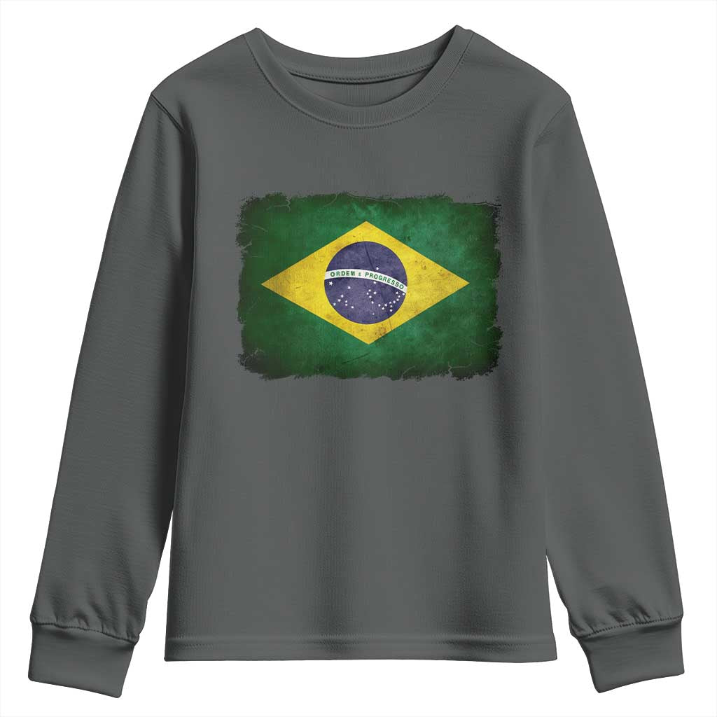 Brazilian Pride Latin America Vintage Brazil Flag Youth Sweatshirt - Wonder Print Shop